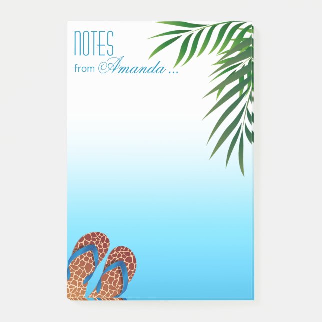 Beach Flip Flops Personalised Post-it Notes (Front)