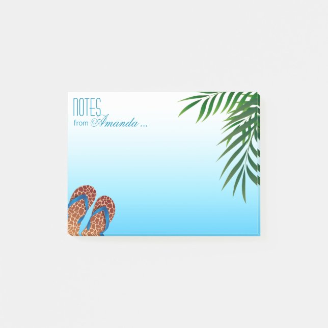 Beach Flip Flops Personalised Post-it Notes (Front)