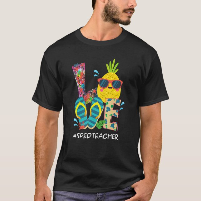 Beach Flip Flops Pineapple Summer Vacation Love Sp T-Shirt (Front)