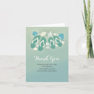 beach flip flops romantic wedding thank you card