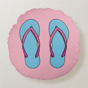 Beach Flip Flops Round Cushion