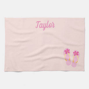 Beach flip flops tea towel