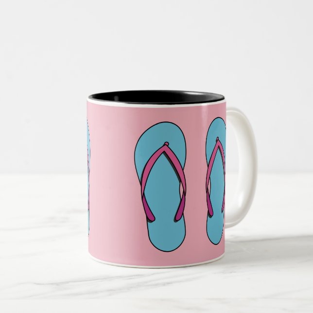Beach Flip Flops Two-Tone Coffee Mug (Front Right)