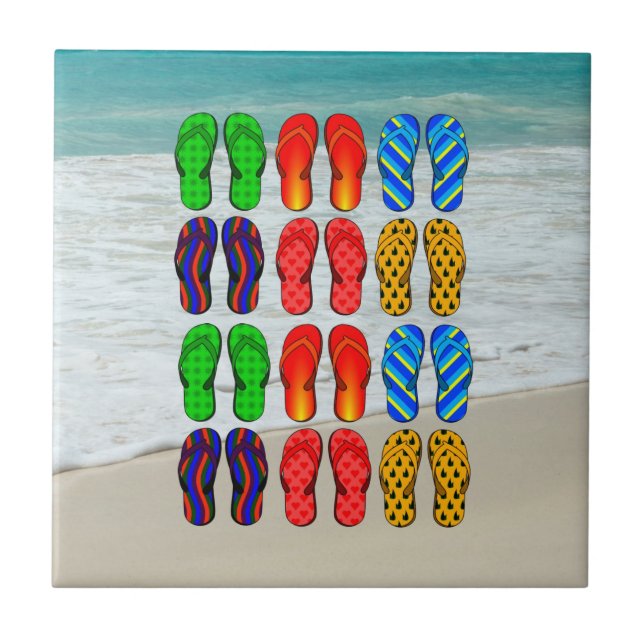 Beach Flip-Flops, Vacation Fun Tile (Front)