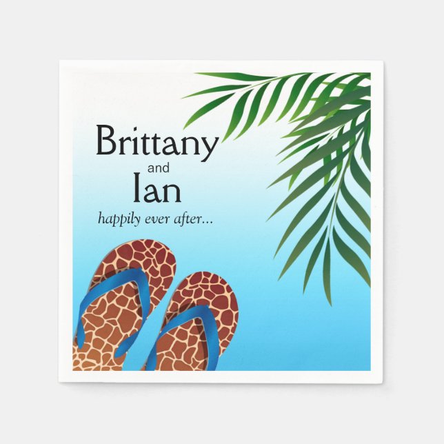 Beach Flip Flops Wedding Cocktail Party Napkin (Front)