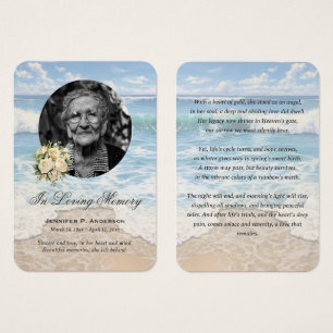 Beach Floral Photo Memorial Prayer Cards