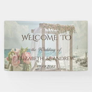  Beach Floral Retro Arch Wedding  Banner