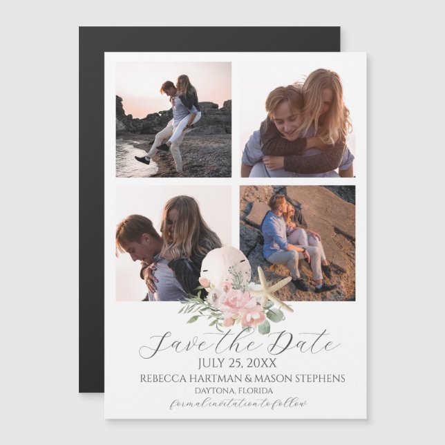 Beach Floral Sand Dollar and Starfish Multi Photo (Front/Back)