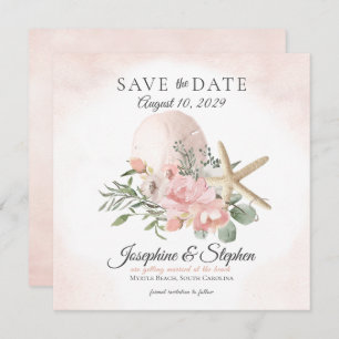 Beach Floral Sand Dollar Starfish Save the Date