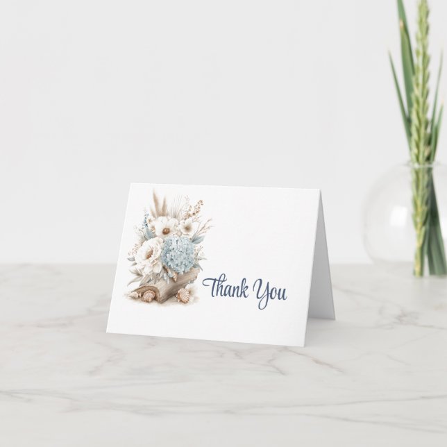 Beach Floral Thank You Note Card (Front)