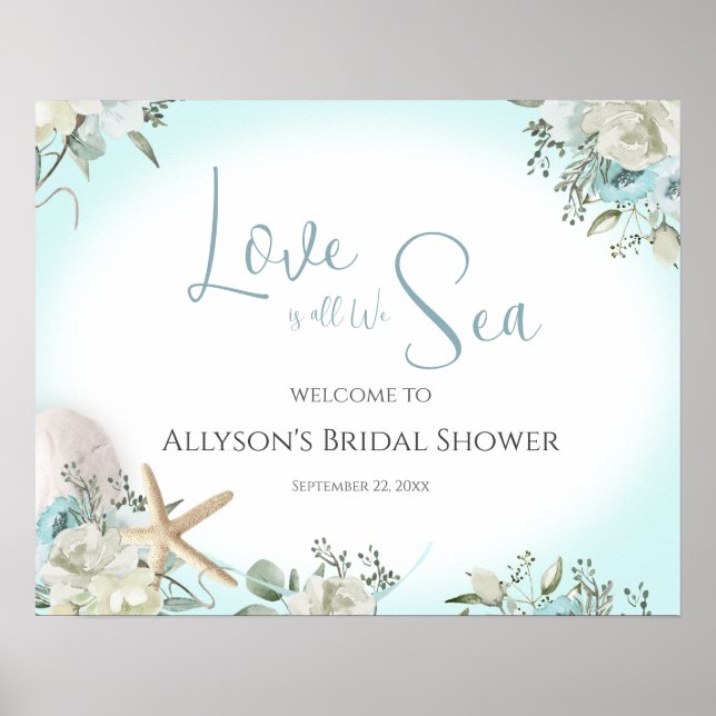 Beach Floral Wedding Welcome Sign (Front)