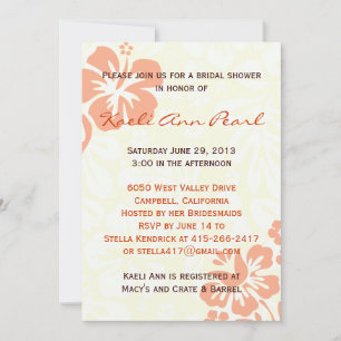 Beach Flowers Bridal Shower - Coral Invitation
