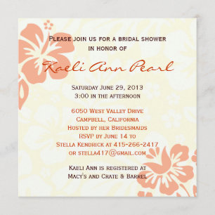 Beach Flowers Bridal Shower - Coral Invitation