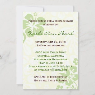 Beach Flowers Bridal Shower - Green Invitation