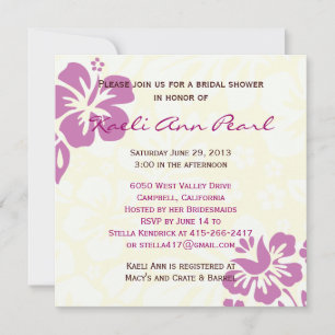 Beach Flowers Bridal Shower - Purple Invitation