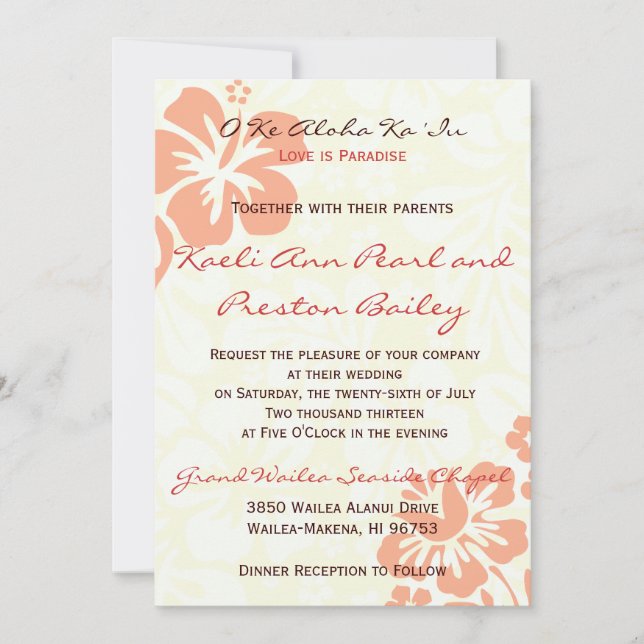 Beach Flowers - Coral (5x7) Invitation (Front)