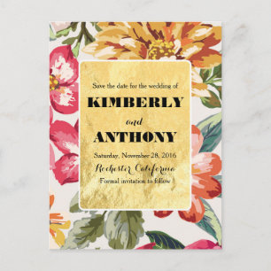 beach flowers destination save the date announcement postcard