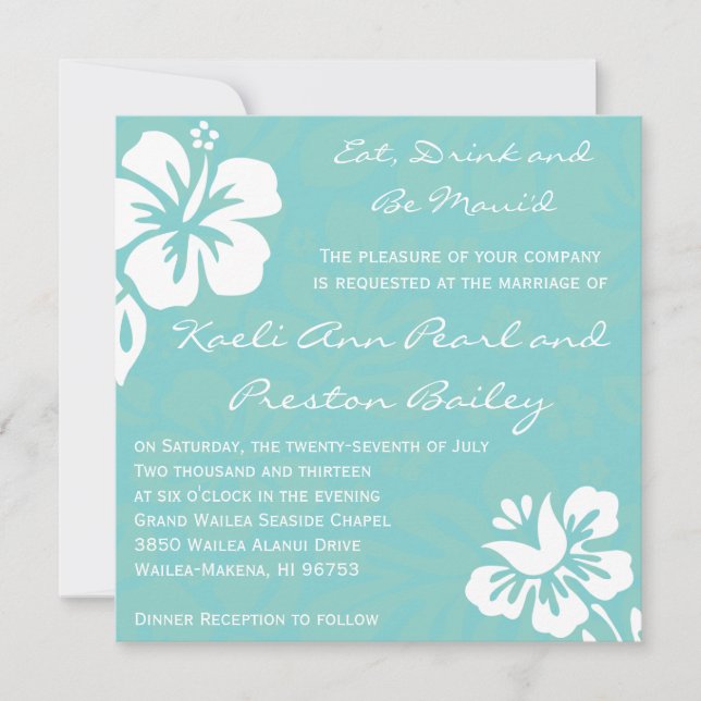 Beach Flowers - Teal Invitation (Front)
