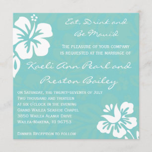 Beach Flowers - Teal Invitation