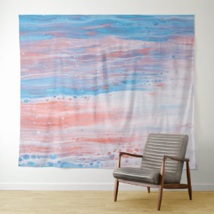 *~* Beach Foam Pastel Abstract Turquoise Peach Tapestry