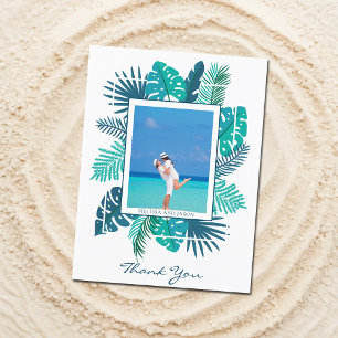 Beach Foliage Wedding Photo Personalised Thank You Postcard