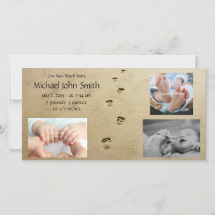 Beach Footprints Baby  Announcement