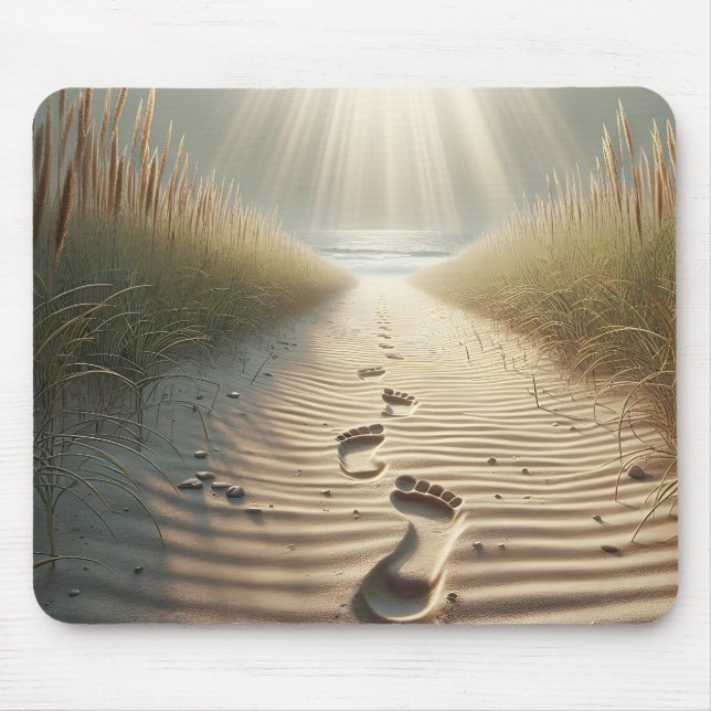 Beach Footprints In Sand Mouse Mat (Front)