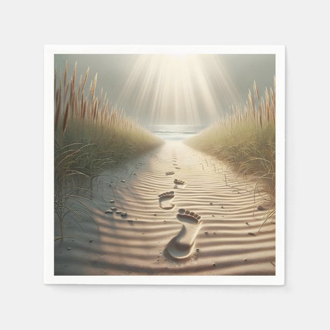 Beach Footprints In Sand Napkin (Front)