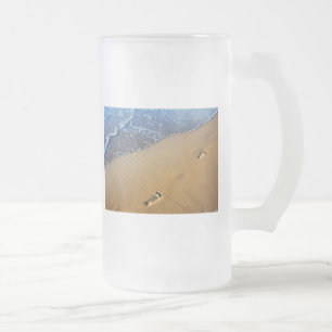 Beach Footsteps Frosted Glass Beer Mug
