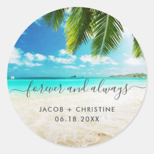 Beach Forever Always Wedding Favour Classic Round Sticker
