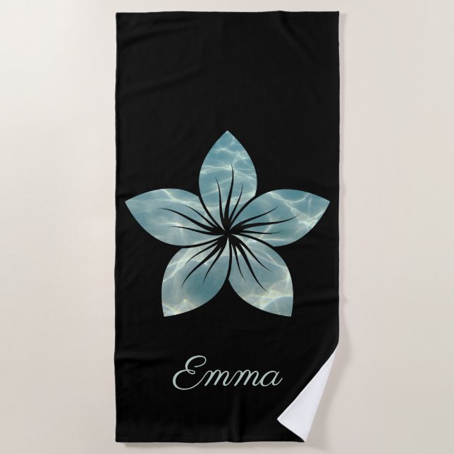 Beach frangipani flower Custom Beach Towel (Front)