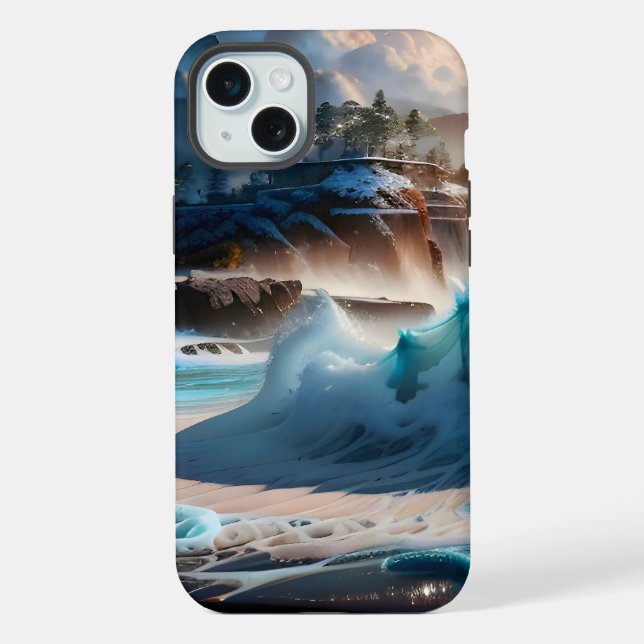 Beach Front Ocean Waves Landscape 1 iPhone Case (Back)
