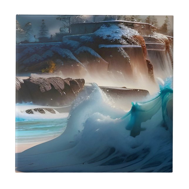 Beach Front Ocean Waves Landscape 1 Tile (Front)