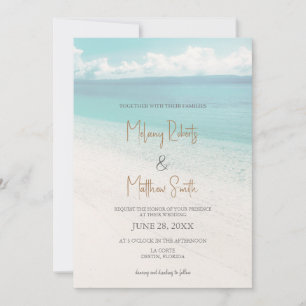 Beach Front Seaside Beach Themed Wedding Invitation