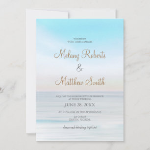 Beach Front Seaside Beach Themed Wedding Invitation