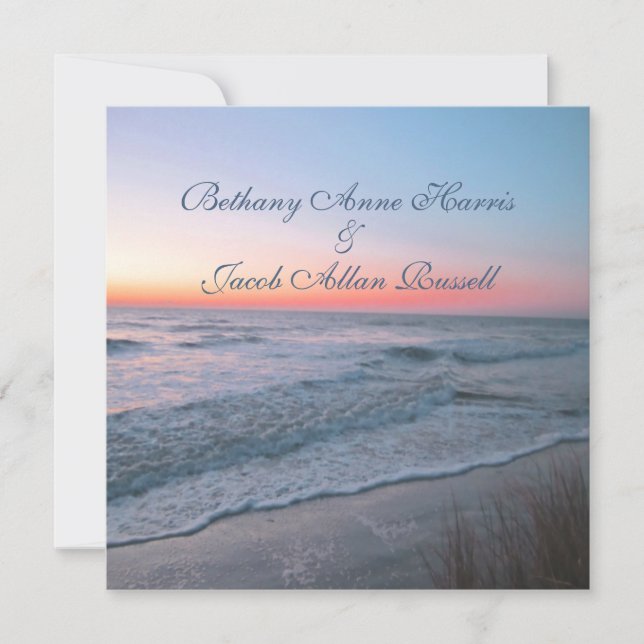 Beach Front View Wedding Invitation (Front)