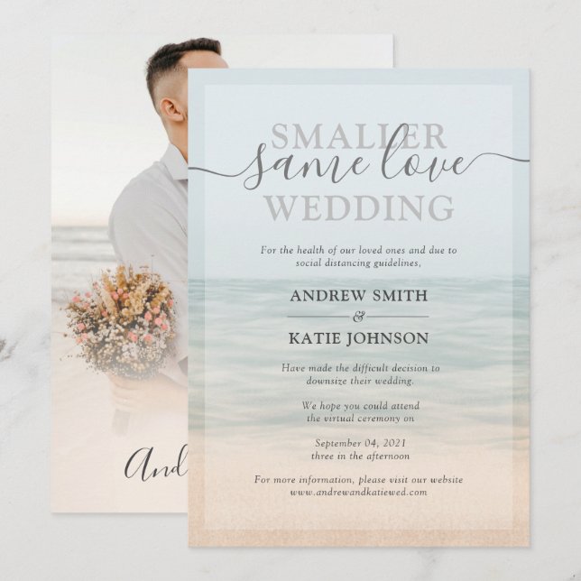 Beach Front Vintage Hawaiian Downsize Wedding Invitation (Front/Back)