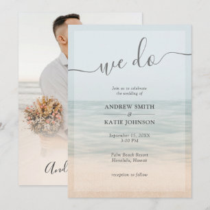 Beach Front Vintage Hawaiian Wedding Invitation