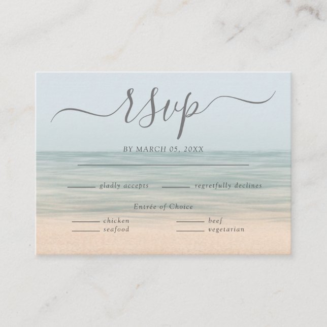 Beach Front Vintage Hawaiian Wedding RSVP Enclosure Card (Front)