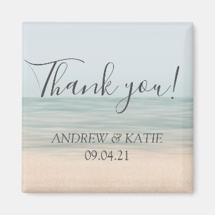 Beach Front Vintage Hawaiian Wedding Thank You Magnet