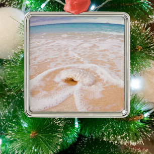 Beach Front With Seashell Cayman Islands Metal Tree Decoration