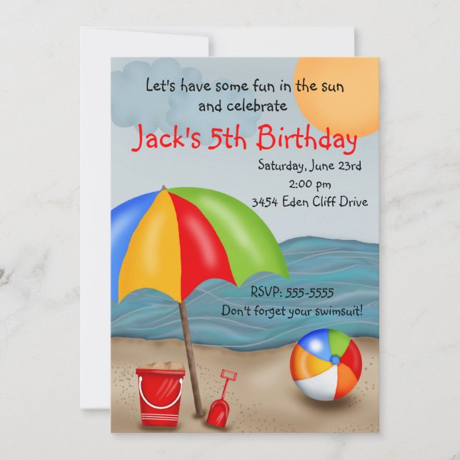 Beach Fun Birthday Invitations (Front)