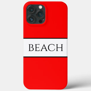 BEACH Fun Bold Bright Red White Summer Stripes iPhone 13 Pro Max Case