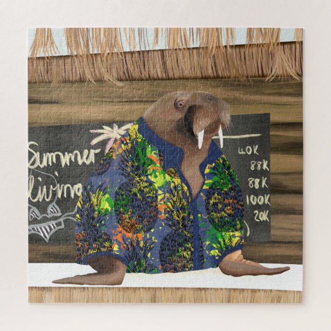 Beach Fun Hawaiian Walrus  Jigsaw Puzzle (Vertical)