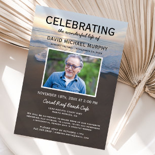Beach Funeral   Celebration of Life Photo Invitation