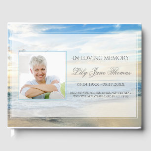 Beach Funeral Guest Book   In Loving Memory