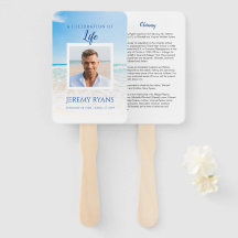Beach Funeral Memorial Hand Fan