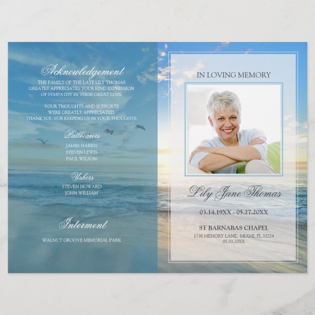 Beach Funeral Program | In Loving Memory Flyer (Front)