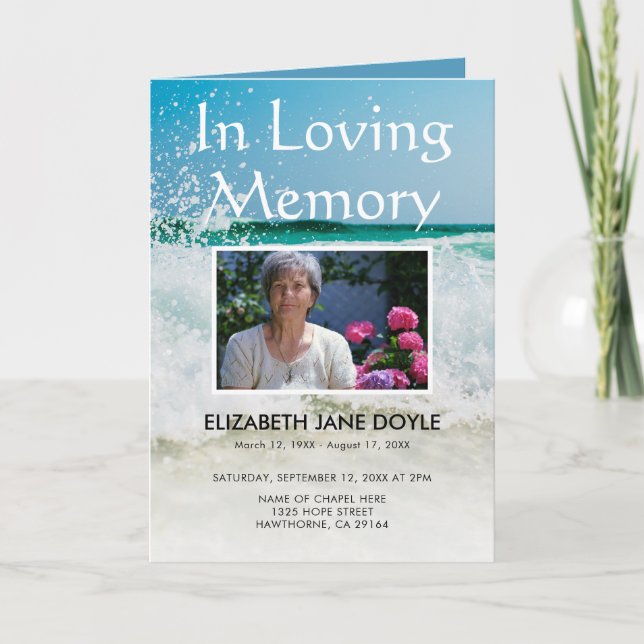 Beach Funeral Program | Order of Service Programme (Front)