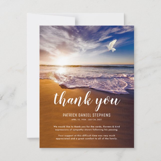 Beach Funeral Sympathy Thank You Card (Front)